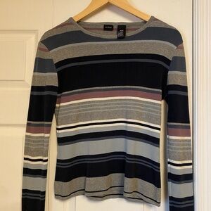 Y2K Kiss Striped Ribbed Long Sleeve Top